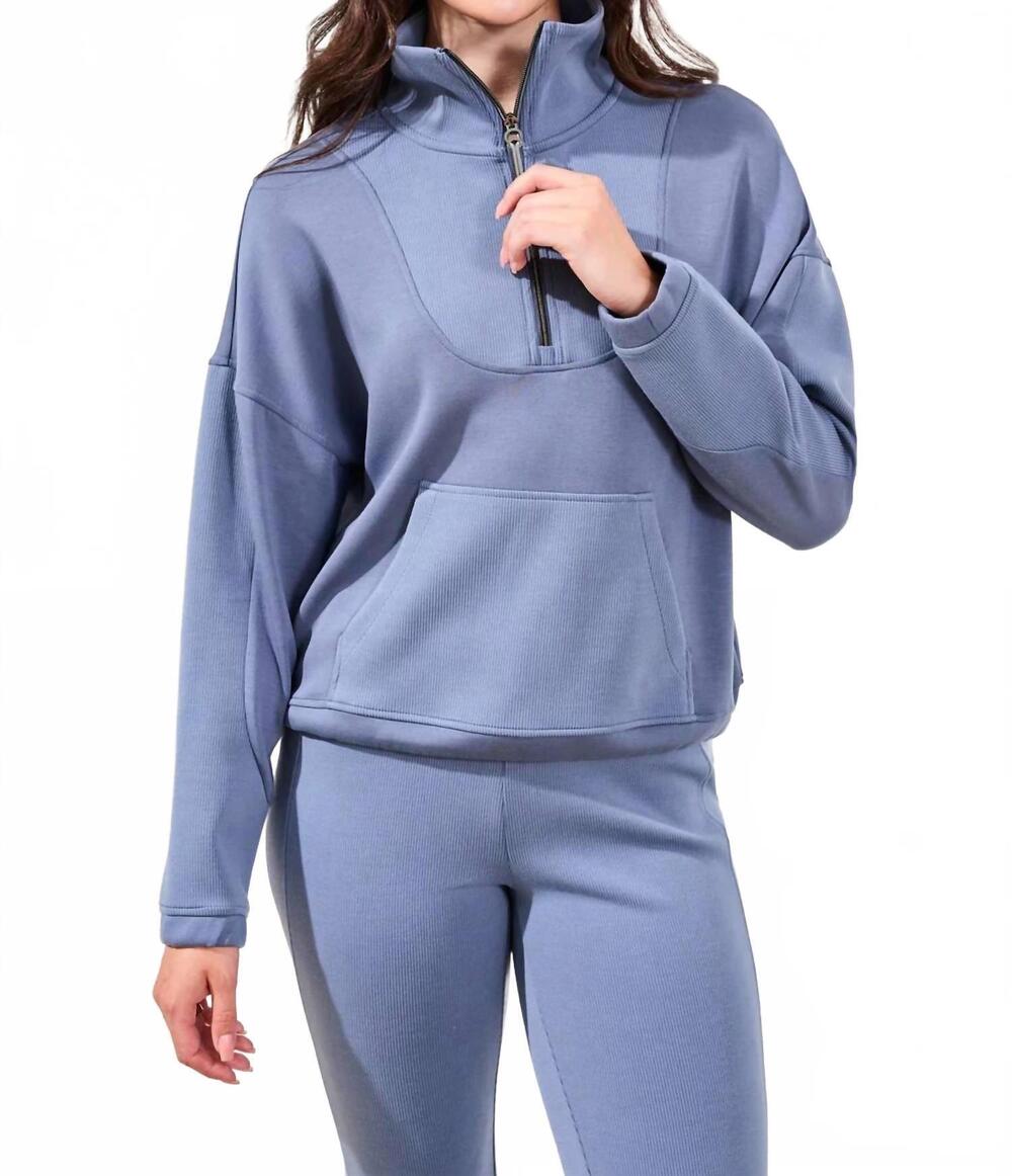 NEW TRIBAL 1/4 zip travel sweatshirt in slate blue